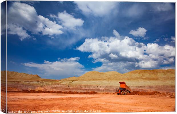 Orange truck. Aluminium quarry. Kazakhstan,Arkalyk Canvas Print by Alexey Rezvykh