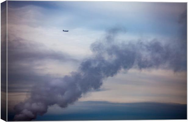 Small air jet on a nice sky. Moscow. Canvas Print by Alexey Rezvykh