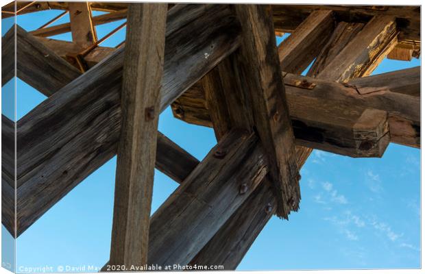 Old wooden railway bridge Australia. Canvas Print by David May