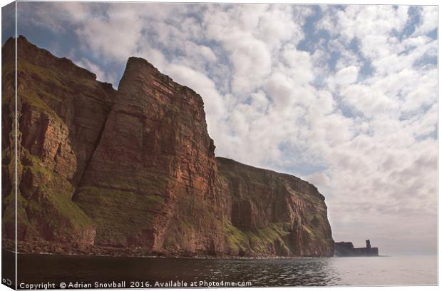 St Johns Head and the Old Man of Hoy Canvas Print by Adrian Snowball