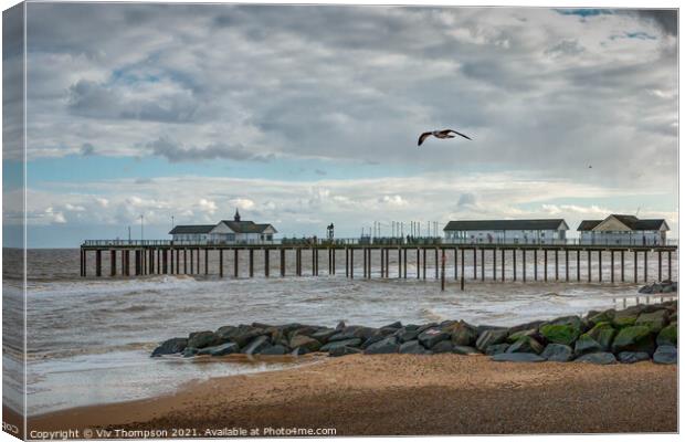 Southwold Beach and Pier Canvas Print by Viv Thompson