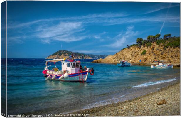 Island Hopping Adventure in Greece Canvas Print by Viv Thompson