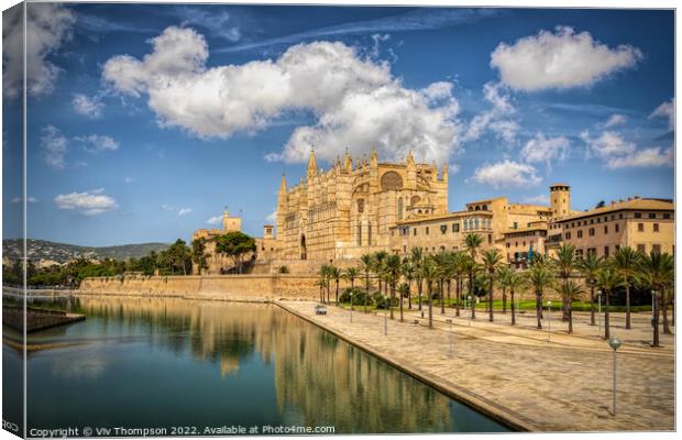 Majestic Gothic Cathedral in Palma Canvas Print by Viv Thompson