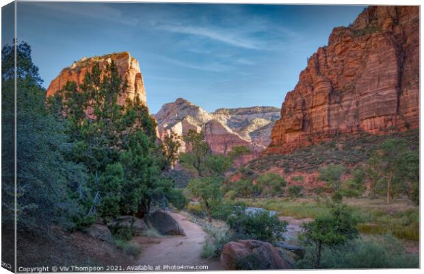 Hiking in Zion  Canvas Print by Viv Thompson