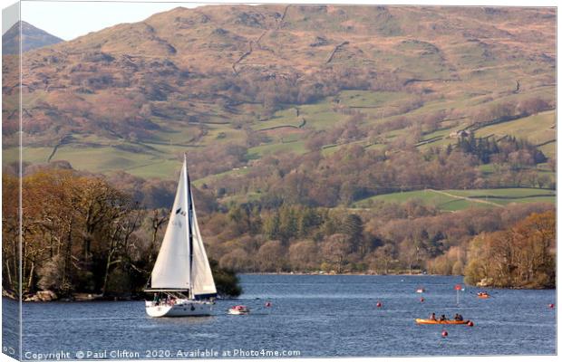 Sailing on Windermere Canvas Print by Paul Clifton