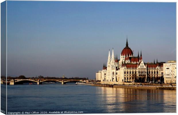 Hungarian parliament building in Budapest Canvas Print by Paul Clifton