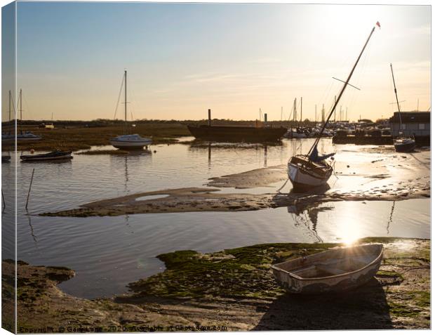 Boats at Sunset Leigh on Sea Canvas Print by Gary Lane