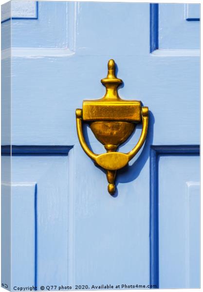 Door with brass knocker in the shape of a hand, be Canvas Print by Q77 photo