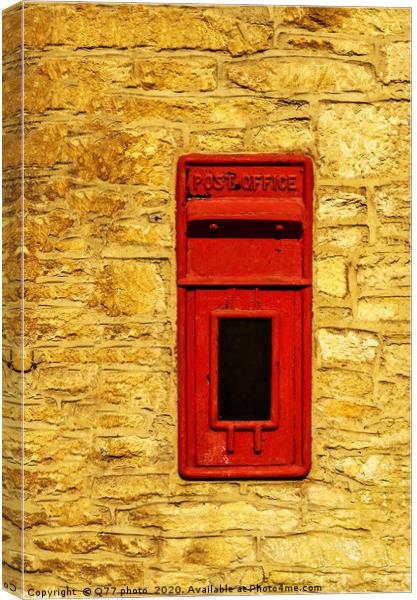 Old red letterbox in the wall, traditional way of  Canvas Print by Q77 photo