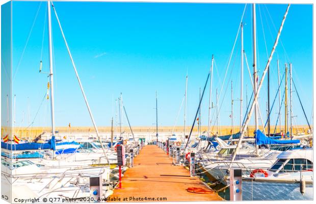 Beautiful luxury yachts and motor boats anchored i Canvas Print by Q77 photo