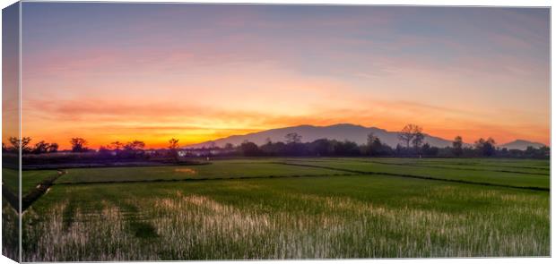 Panorama Mountain view sunset Chiang Mai Thailand Canvas Print by Rowan Edmonds