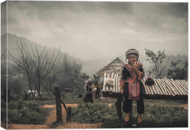 Hmong Hill Tribe Girl Chiang Mai Thailand Canvas Print by Rowan Edmonds