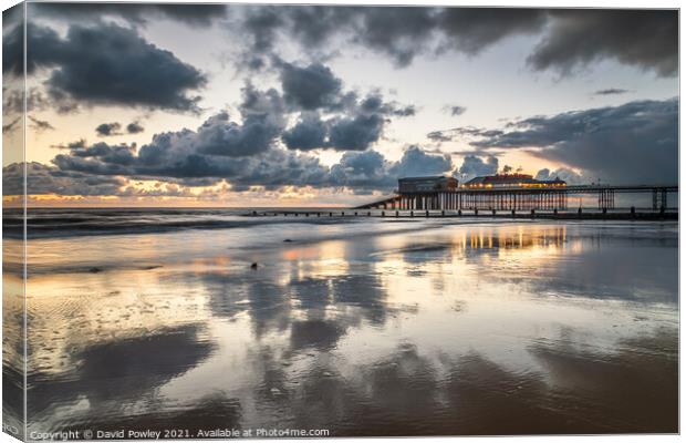 Relections on Cromer Beach Norfolk Canvas Print by David Powley