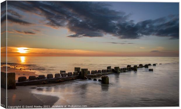 Overstrand Beach at Sunset Canvas Print by David Powley