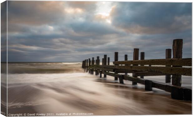 Happisburgh Beach Norfolk at Dawn Canvas Print by David Powley