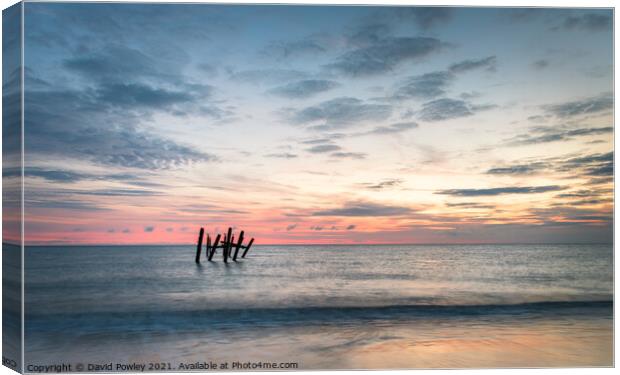 Happisburgh Beach Norfolk at Sunrise Canvas Print by David Powley