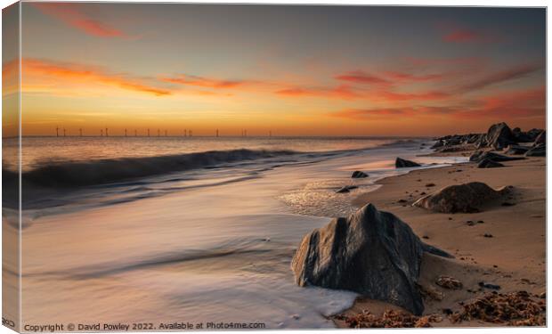 Beach Sunrise at Caister-on-sea Norfolk Canvas Print by David Powley