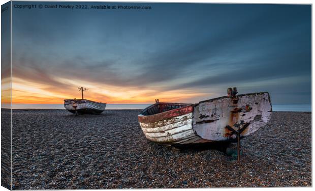 Dawn Colour on Aldeburgh Beach Canvas Print by David Powley