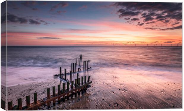 Caister Beach Sunrise Canvas Print by David Powley