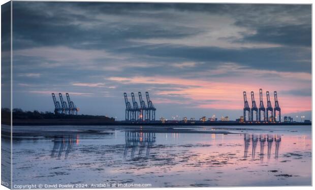 Harwich Docks At Dawn Canvas Print by David Powley
