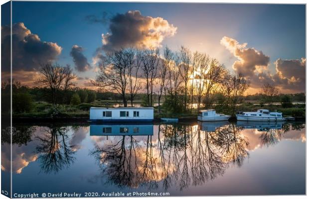 Reflections on the River Yare at Whitlingham Canvas Print by David Powley