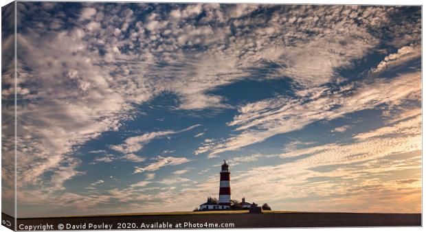 Big sky over Happisburgh Lighthouse  Canvas Print by David Powley