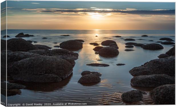 Sunset on Hunstanton Beach Canvas Print by David Powley