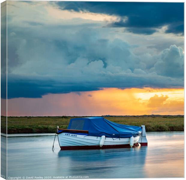 Blakeney boat at sunset Canvas Print by David Powley