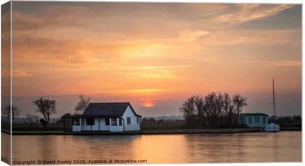 River Thurne Sunset Canvas Print by David Powley