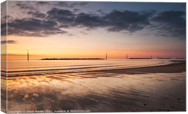 Norfolk Beach Sunrise at Sea Palling Canvas Print by David Powley