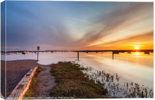 High Tide Sunrise at Brancaster Staithe Norfolk Canvas Print by David Powley