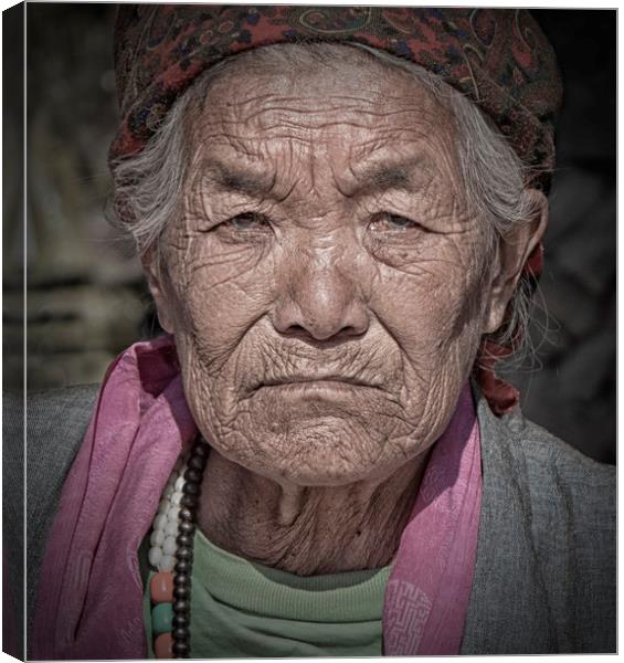 Old Nepalese Lady Canvas Print by Caroline Claye