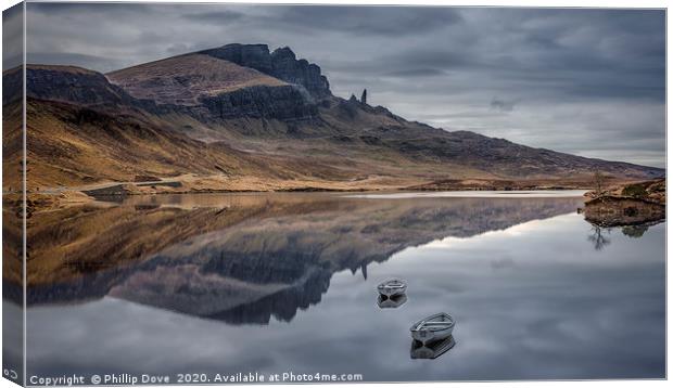The Old Man of Storr from Loch Fada Canvas Print by Phillip Dove LRPS