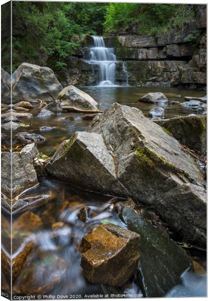 Waterfall at Bowlees Canvas Print by Phillip Dove LRPS