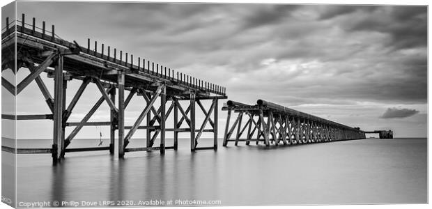 Steetley Pier in Black and White Canvas Print by Phillip Dove LRPS