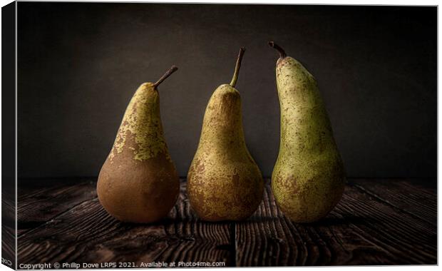 Three Pears Canvas Print by Phillip Dove LRPS