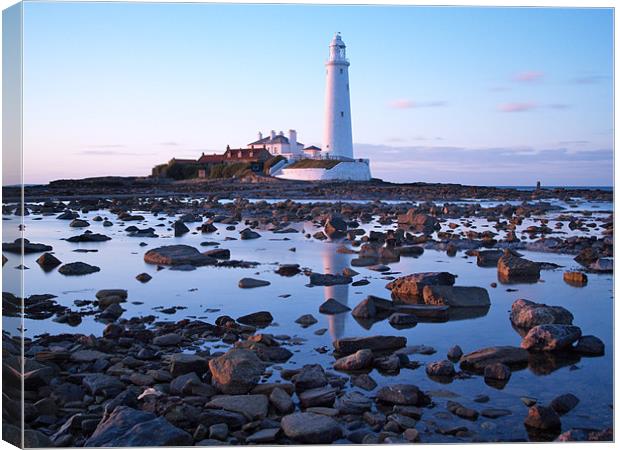 St Marys Island and Lighthouse. Canvas Print by Andrew Bradshaw