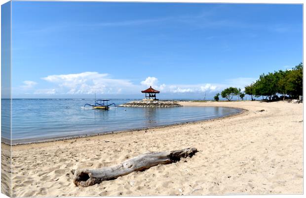 Bali beach with pier Canvas Print by Theo Spanellis