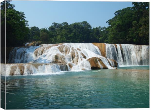 Agua Azul waterfalls in Chiapas, Mexico Canvas Print by Theo Spanellis