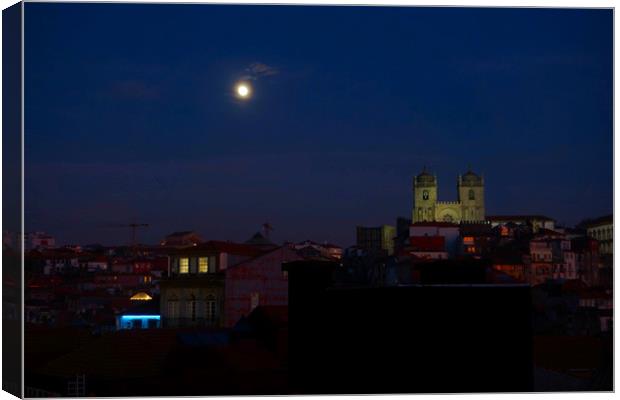 Full moon over Porto Canvas Print by Theo Spanellis