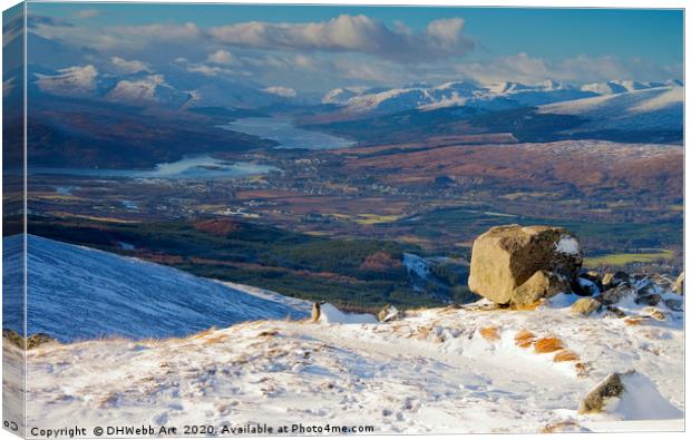 View towards Fort William from Ben Nevis Canvas Print by DHWebb Art