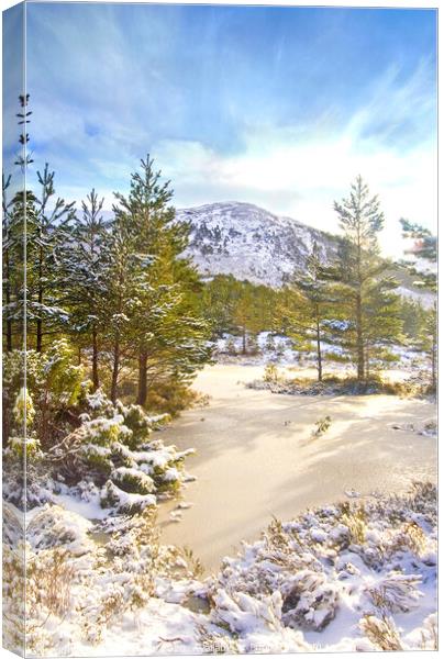 Scottish Highlands Snowy Mountain Canvas Print by DHWebb Art