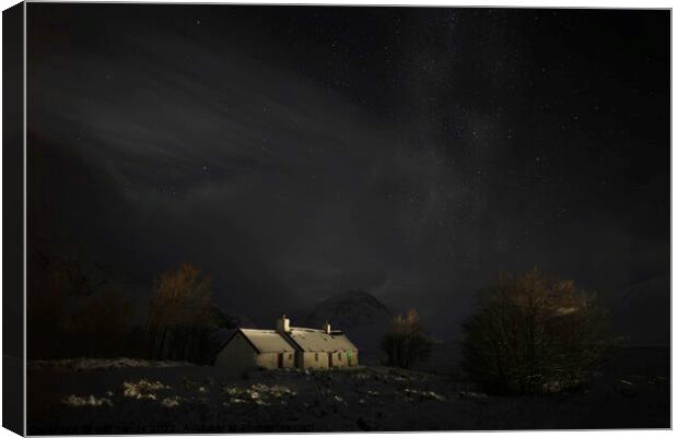 Black rock cottage at night Canvas Print by Scotland's Scenery
