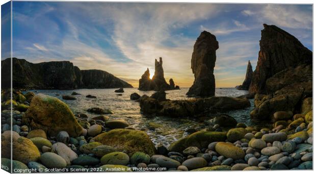 Sunset view, Mangersta sea stacks, Isle of Lewis, Outer Hebrides Canvas Print by Scotland's Scenery