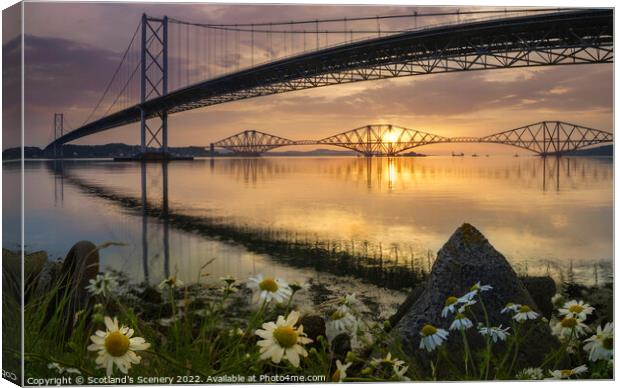 forth Bridges, Scotland. Canvas Print by Scotland's Scenery