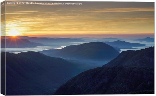 Glencoe Morning sunrise. Canvas Print by Scotland's Scenery