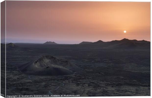 Sunset Volcano Lanzarote landscape Canvas Print by Scotland's Scenery