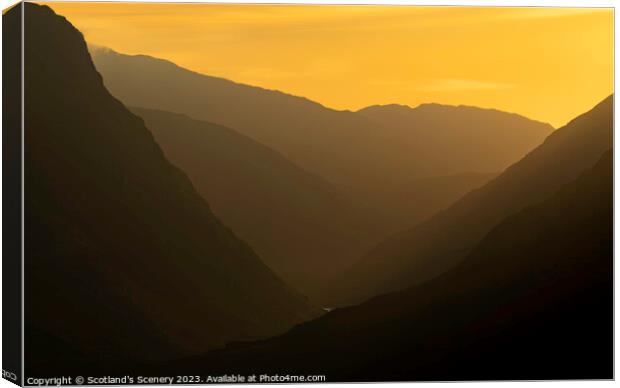 Glencoe sunset, Scotland. Canvas Print by Scotland's Scenery