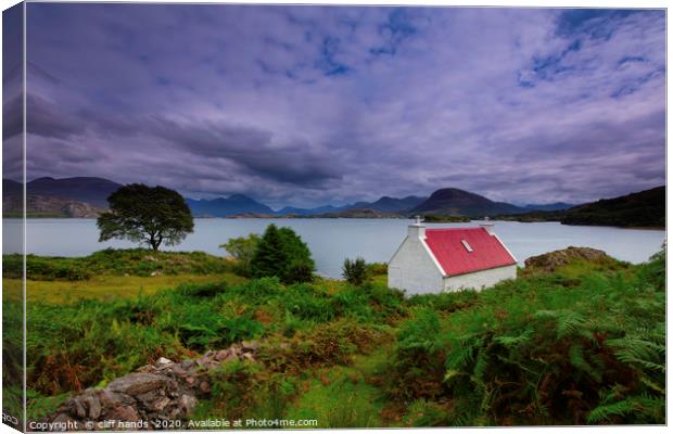 Red Croft house at Appleton, loch Torridon, west h Canvas Print by Scotland's Scenery
