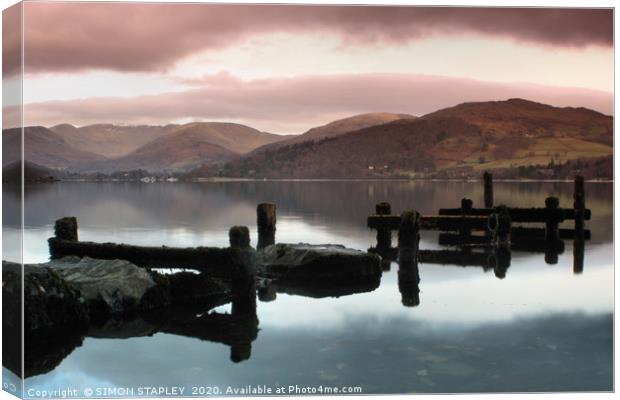 JETTY AT LAKE WINDERMERE Canvas Print by SIMON STAPLEY